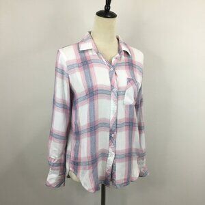 RAILS Hunter White Peony Plaid Checks Long Sleeve Button Shirt